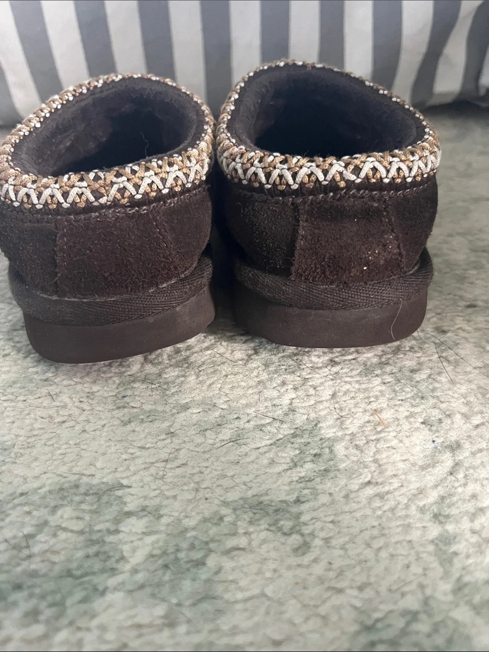 UGG Kids Tasmin Chocolate Brown Slip-On Clog with Knit Collar